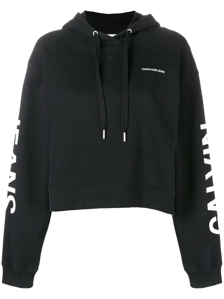 cropped logo hoodie