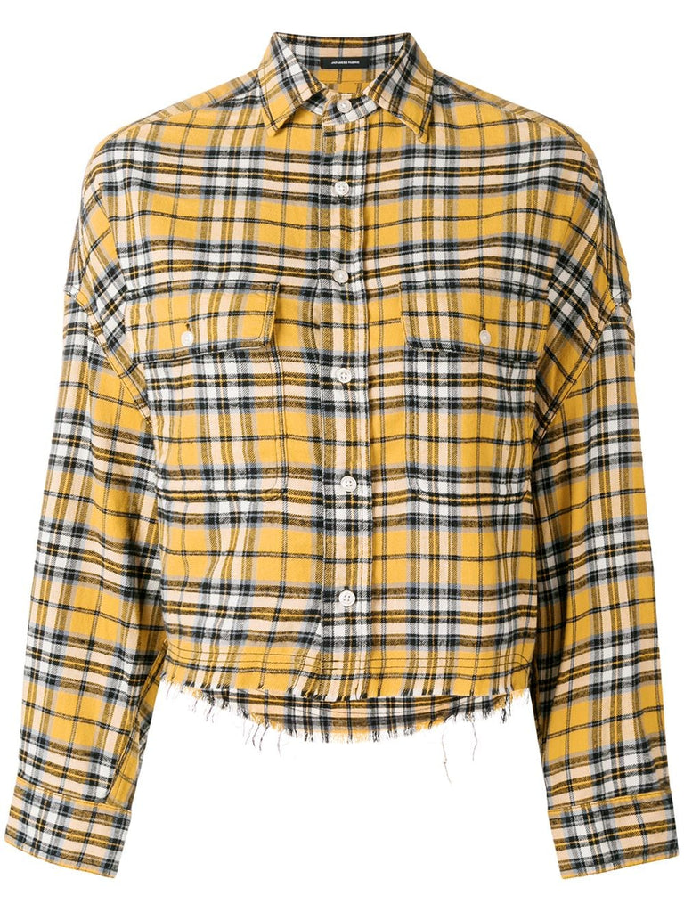 cropped plaid print shirt