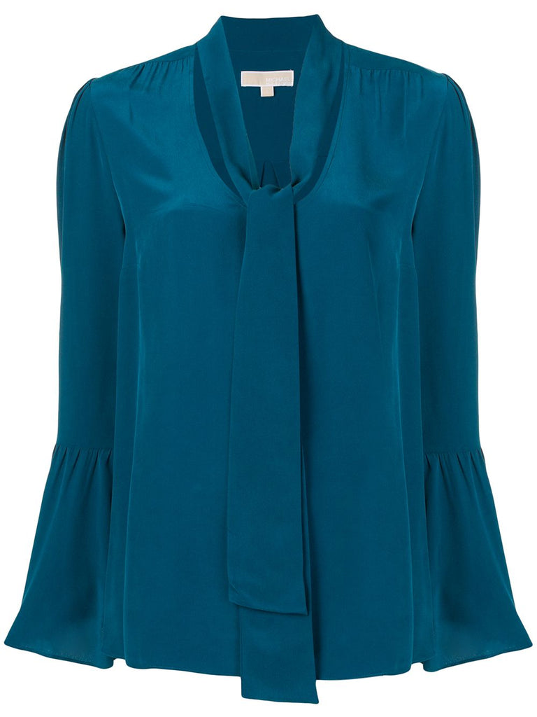 flared tie-collar blouse