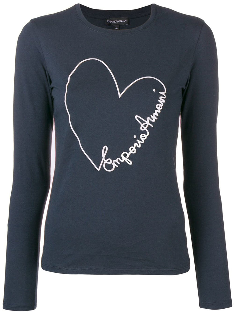 embroidered heart longsleeved T-shirt