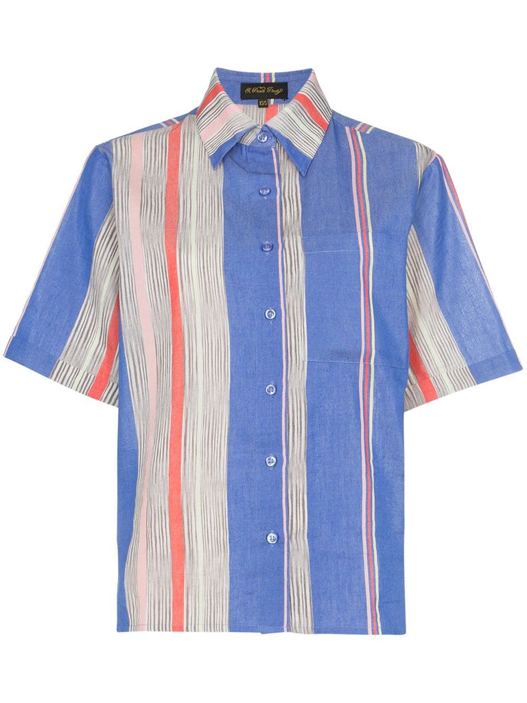 Tarouba stripe print cotton silk-blend shirt