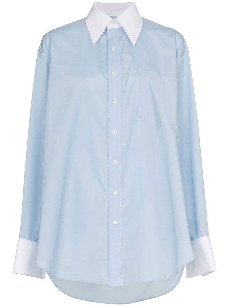 asymmetric hem cotton oxford shirt