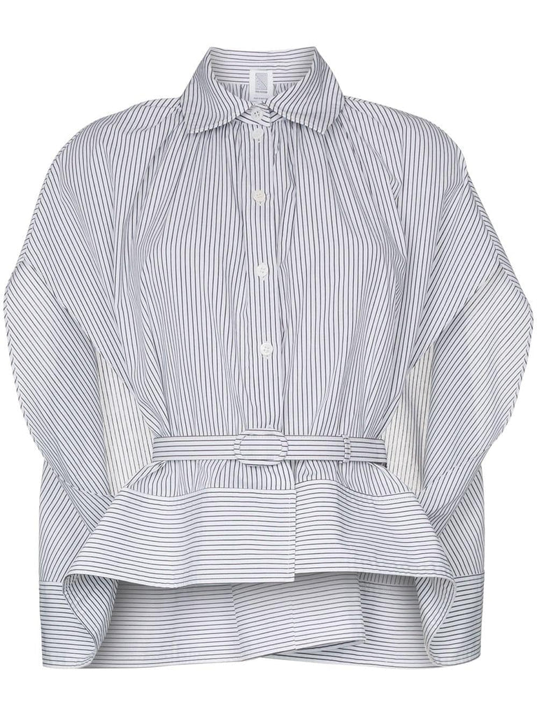 striped belted cotton cape shirt