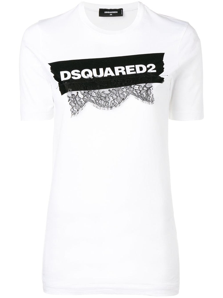 lace appliqué logo T-shirt