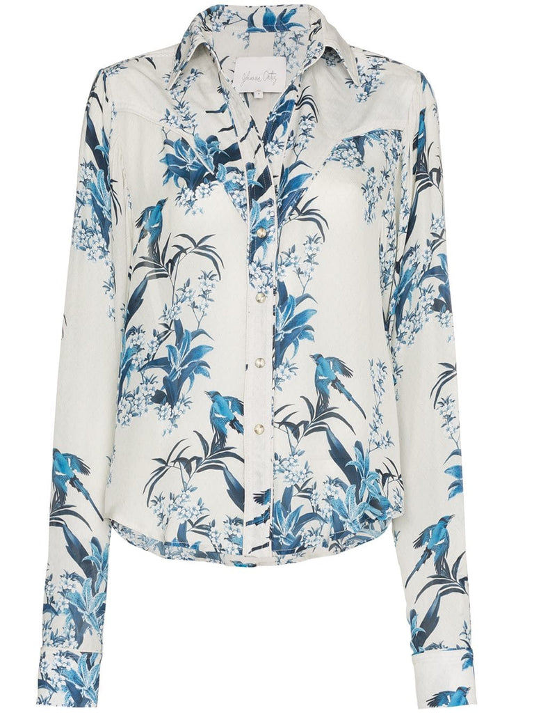 Azalea floral print silk shirt