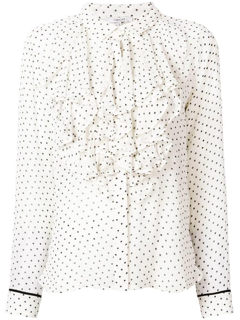 polka dot ruffle shirt