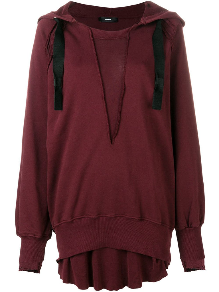 oversized layered hem hoodie