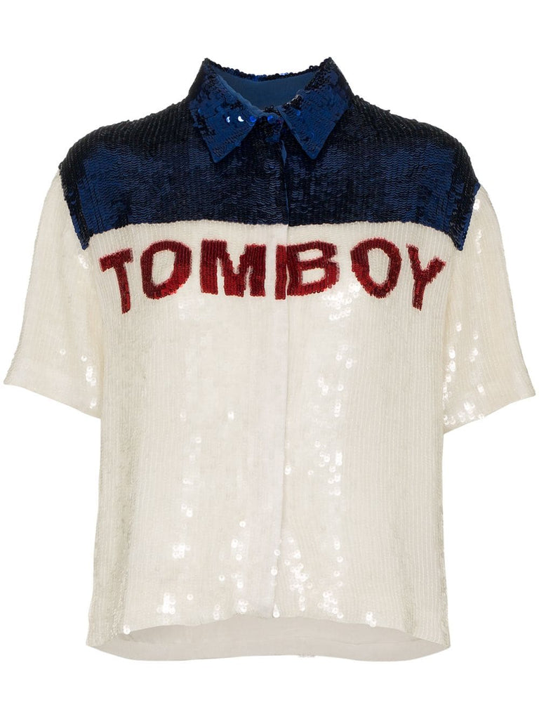 Tomboy sequinned button-down shirt