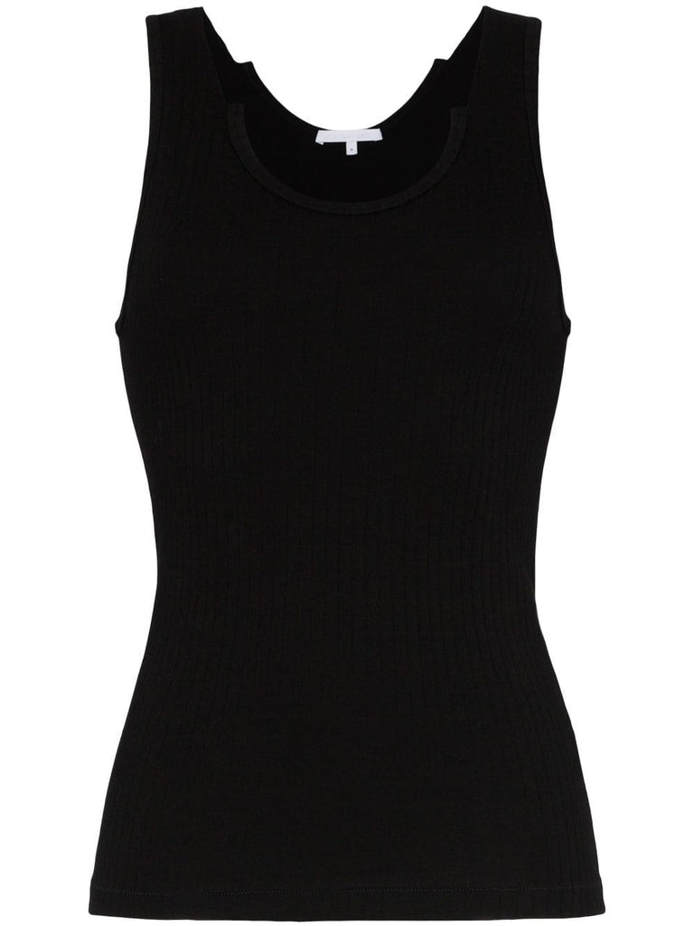 fitted scoop neck ribbed tank top