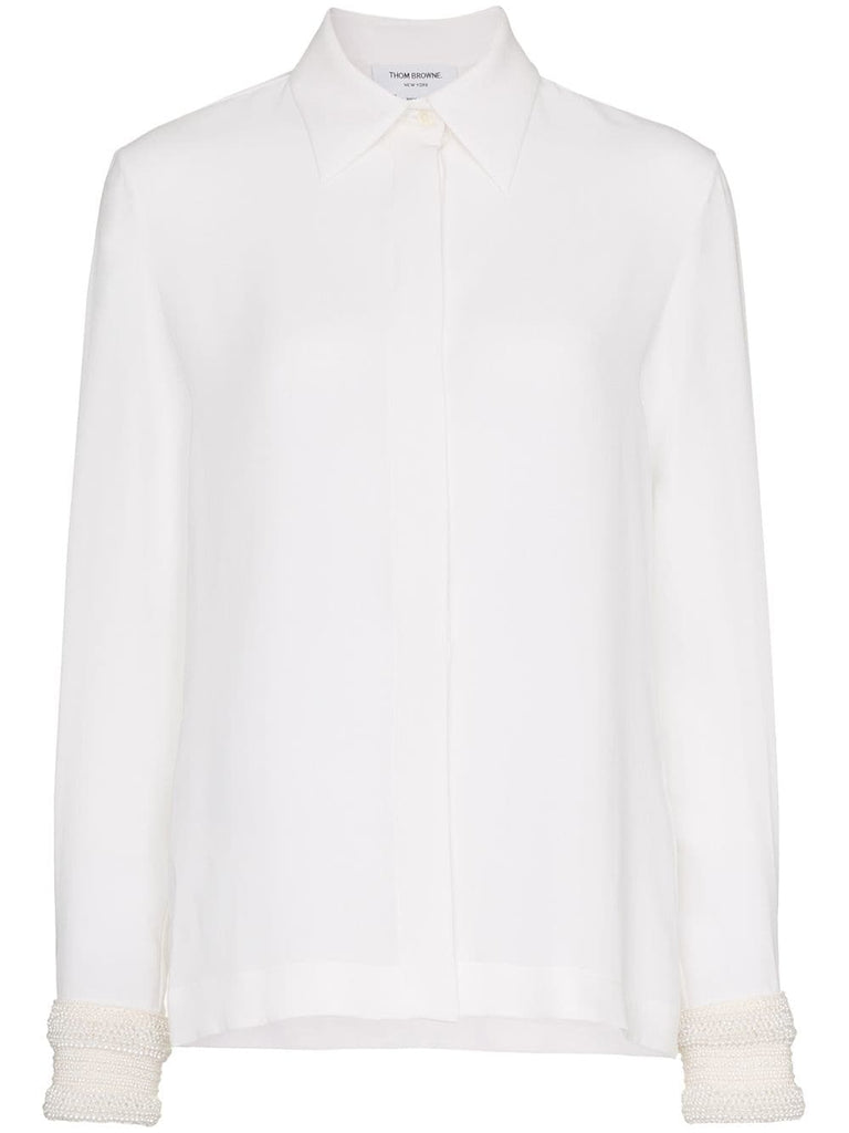 pearl embellished silk shirt