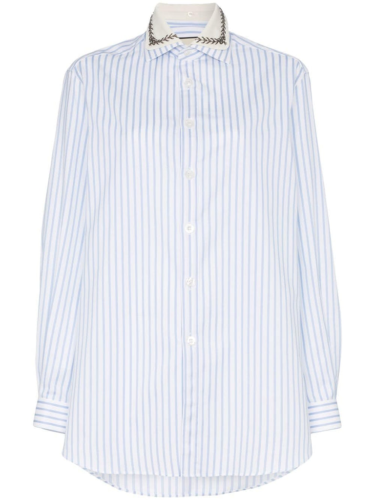 embellished collar pinstripe cotton shirt