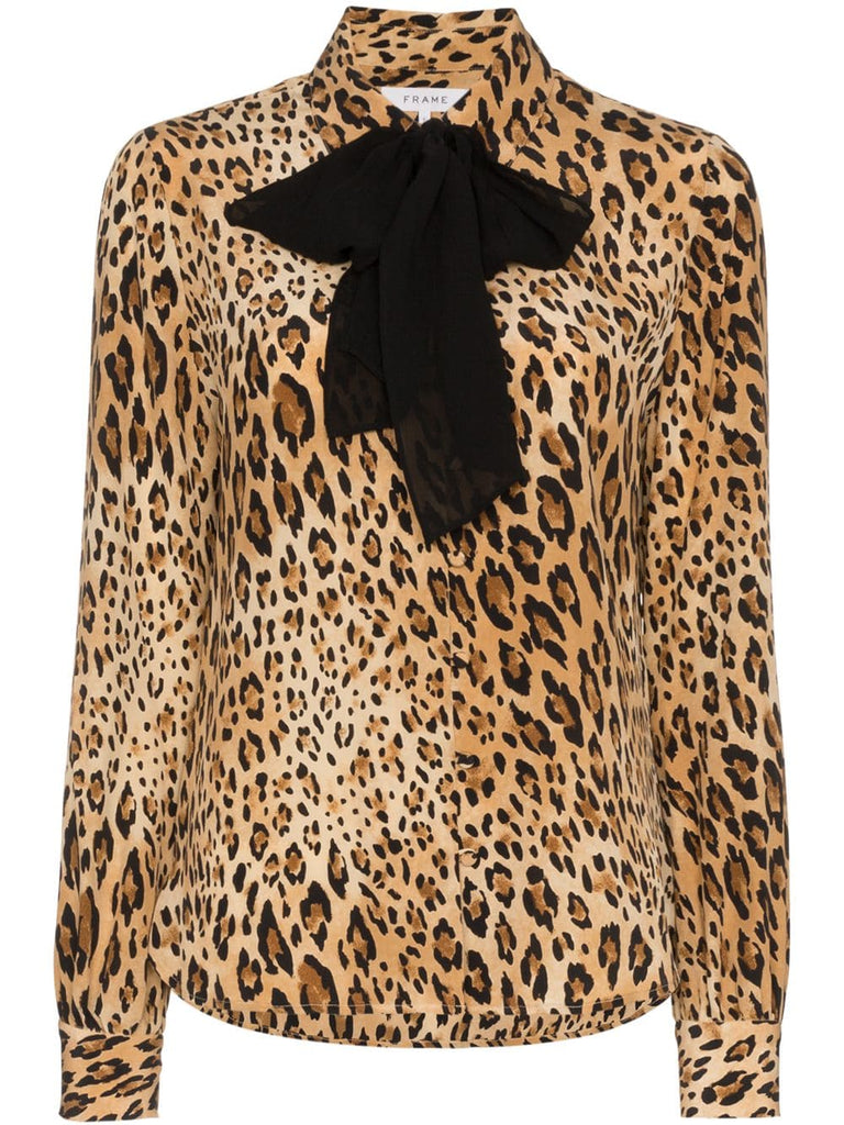 leopard print button down silk blouse