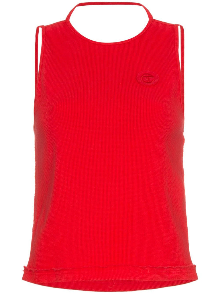 sleeveless halter neck t-shirt