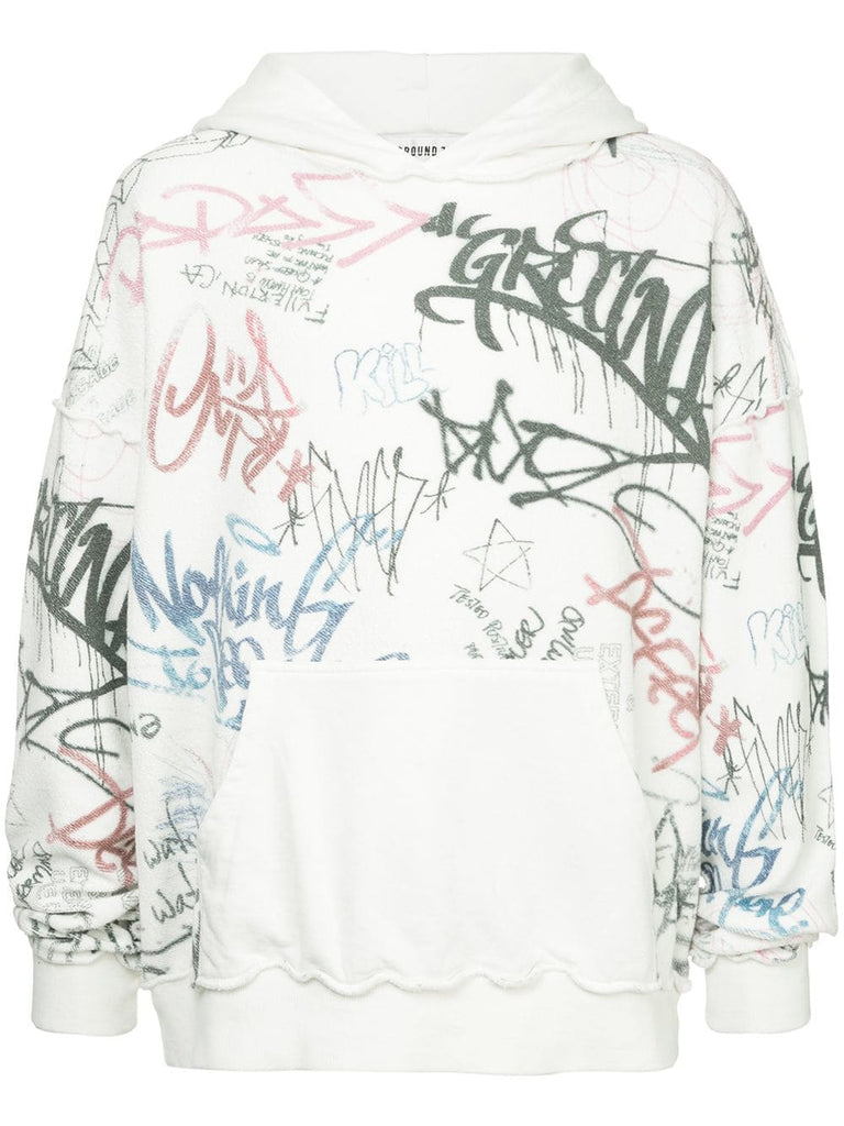 graffiti print inside out hoodie