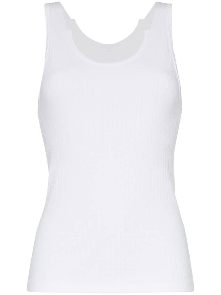 asymmetric neck ribbed cotton tank top