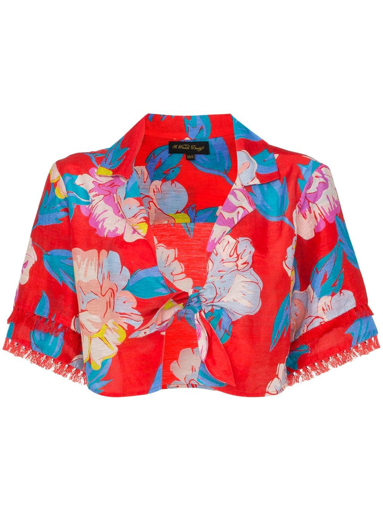 talla floral print tie shirt