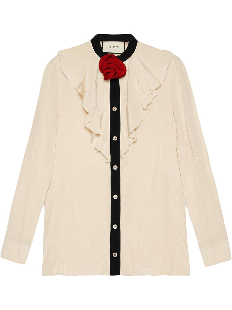 Silk shirt with ruffles