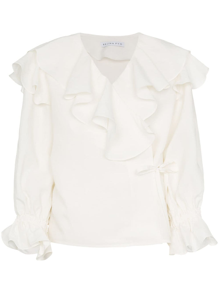 white camila ruffled blouse