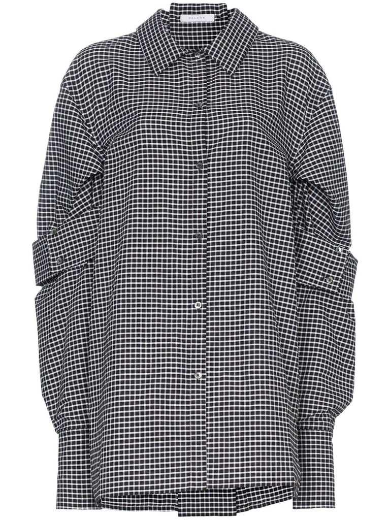 double sleeve check cotton shirt