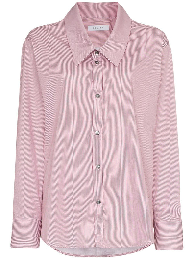 Exaggerated Collar and Oversized Cotton Shirt