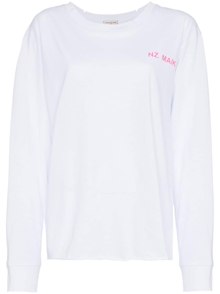 text print long sleeve cotton t shirt