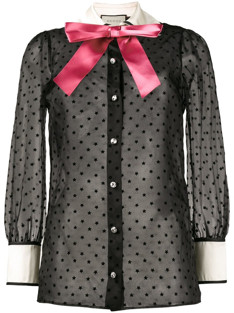 Taffeta star flock shirt with bow