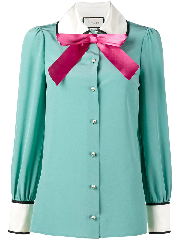 long sleeve pussy bow blouse