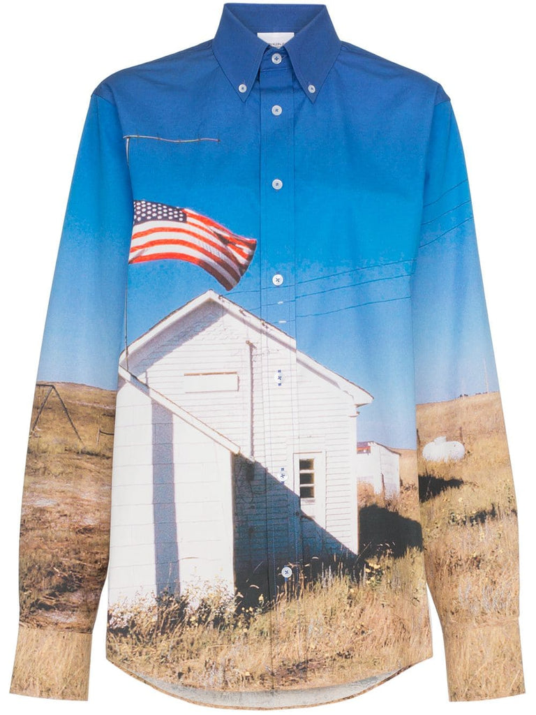 school flag print shirt