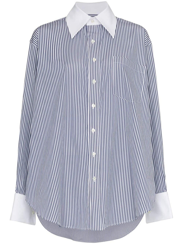 stripe print cotton oxford shirt