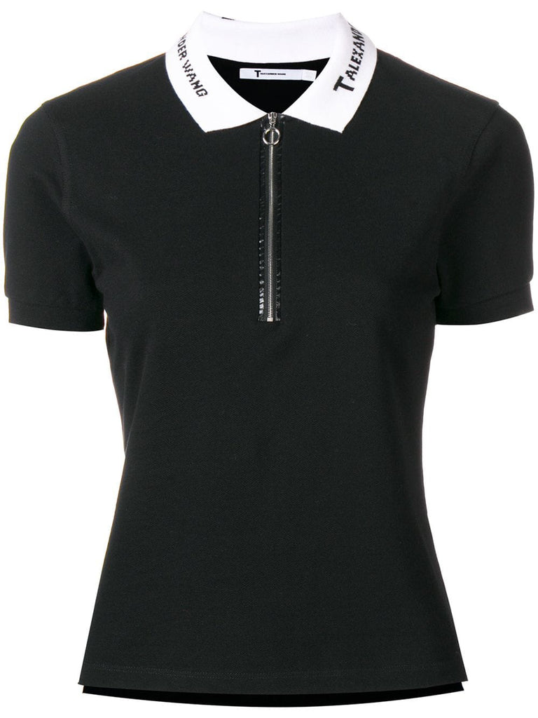 embroidered collar polo shirt