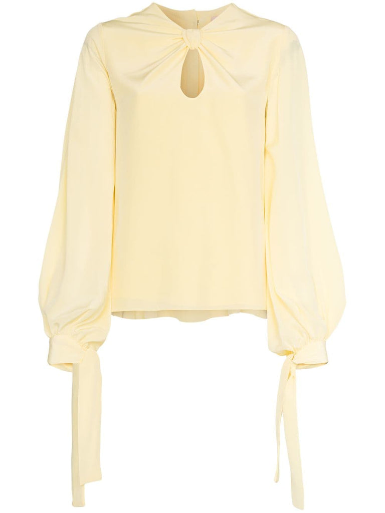 Irina keyhole tie cuff silk blouse