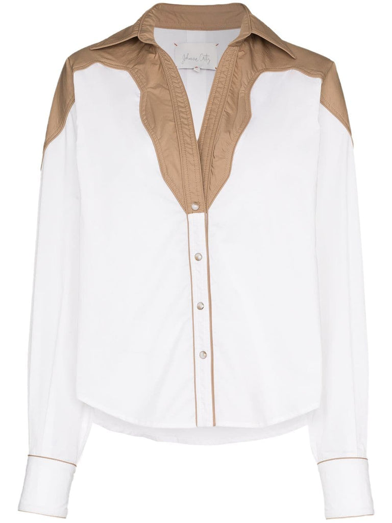 Maple contrast collar cotton blend shirt