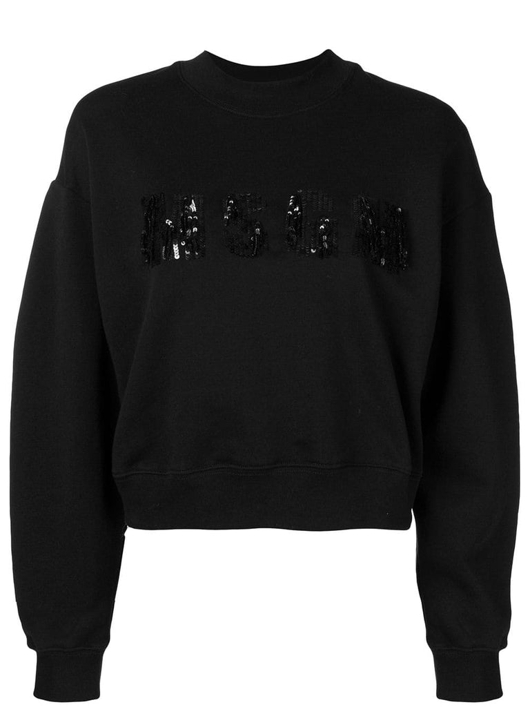 sequined logo sweatshirt