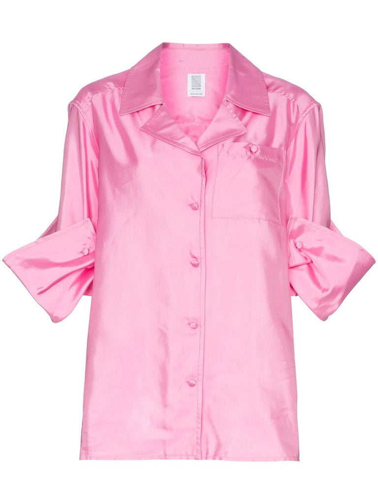 silk peekaboo button shirt