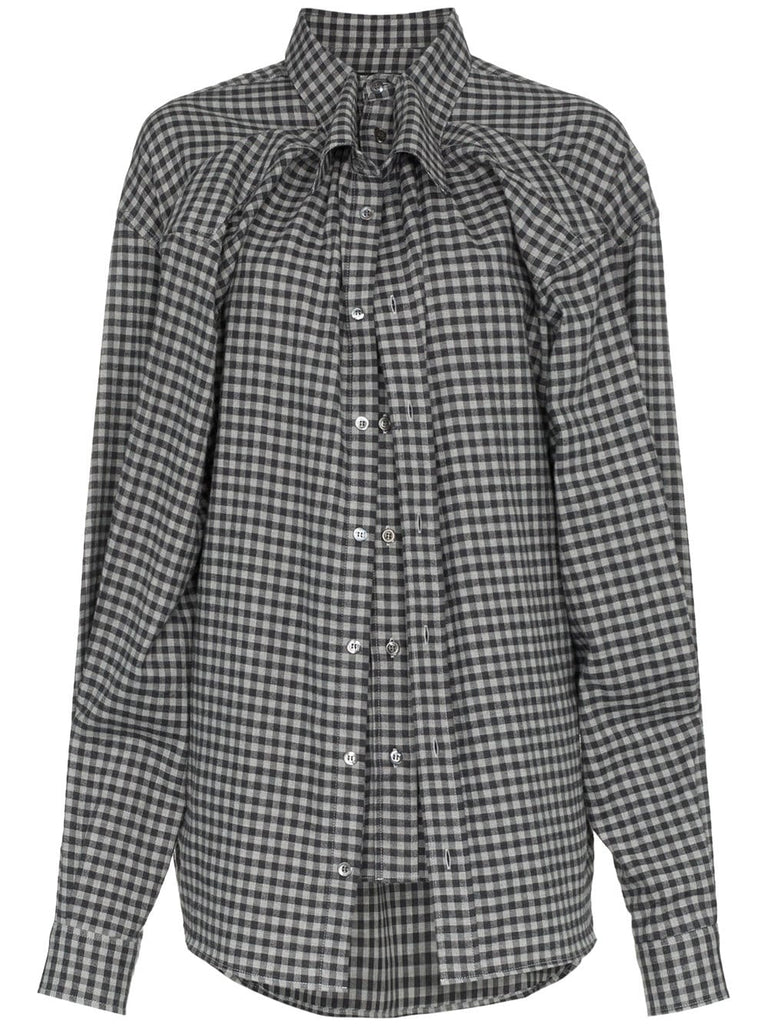 oversized double front check cotton shirt