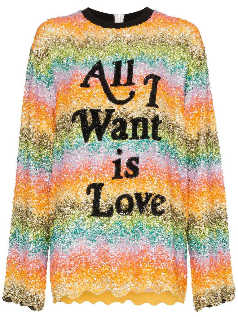 all I want is love sequin embellished sweatshirt