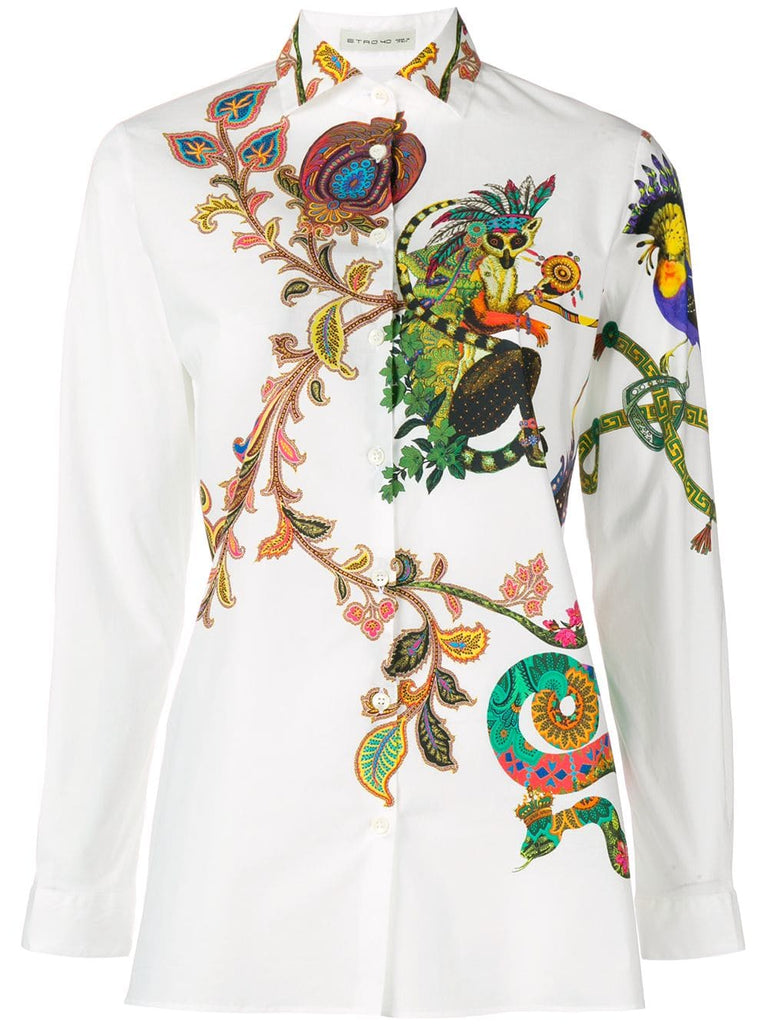 floral embroidered fitted shirt