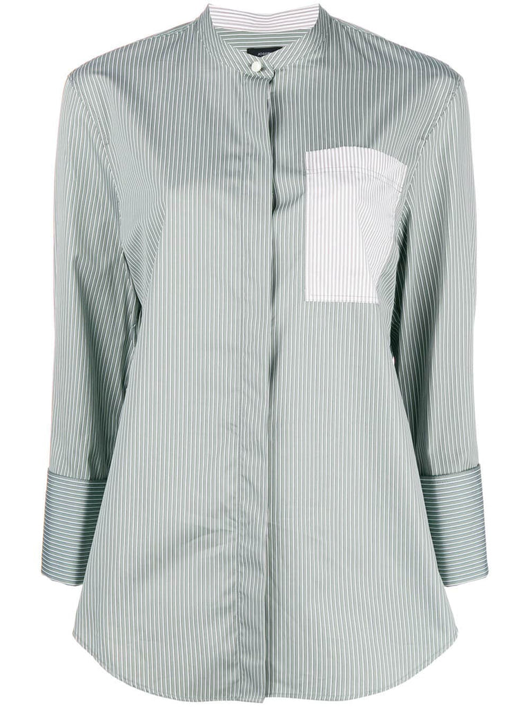 pinstripe mandarin collar shirt