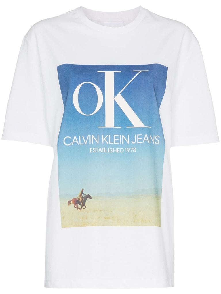 OK logo print cotton t shirt