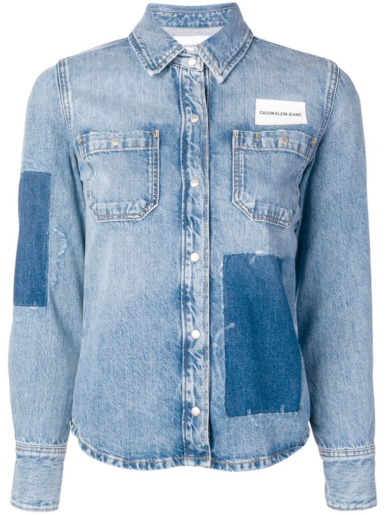 patchwork denim shirt