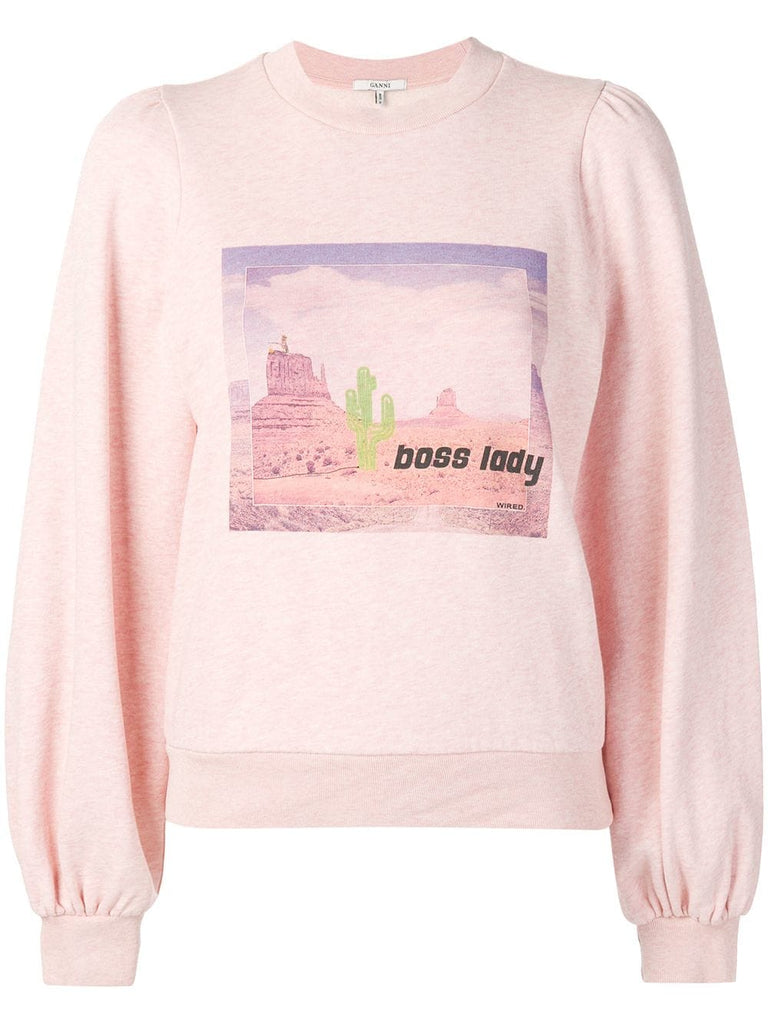 puffed "boss lady" sweatshirt