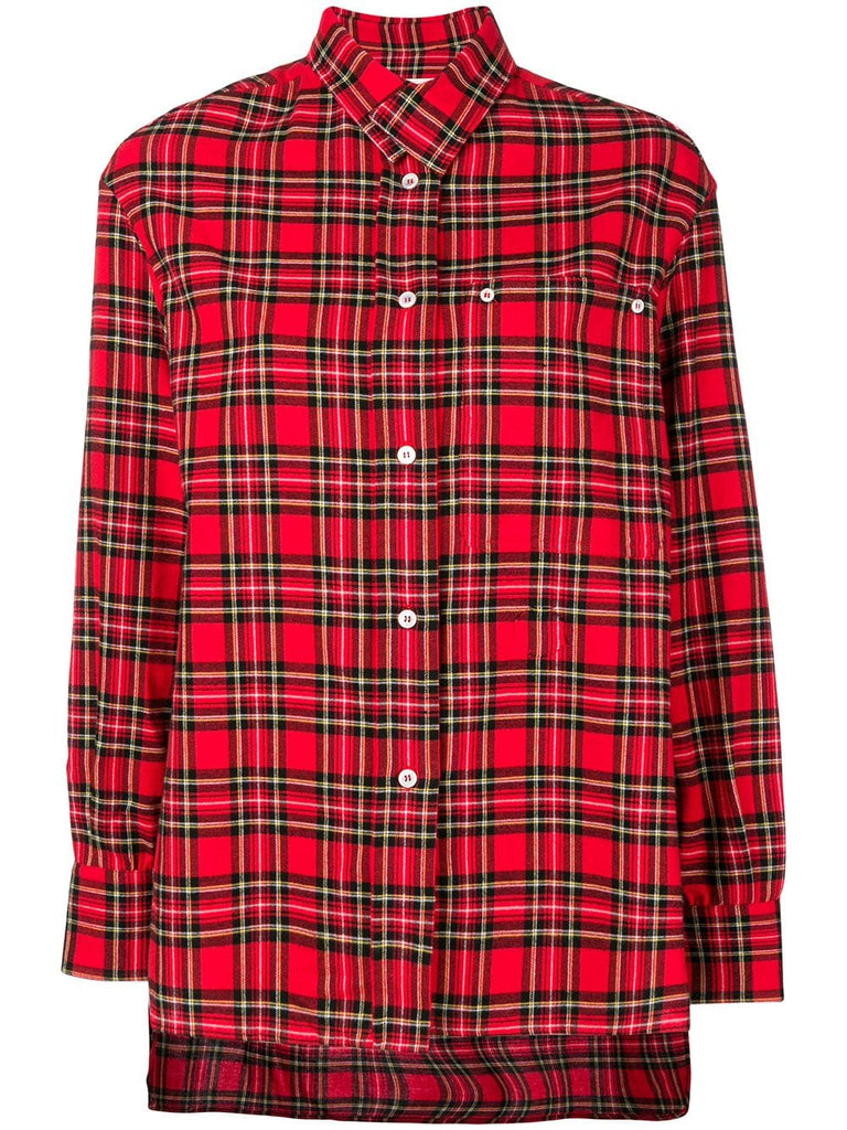 plaid long back shirt