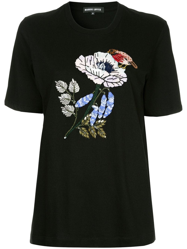 floral appliqué T-shirt