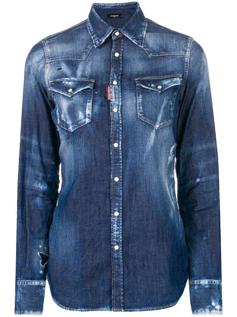 distressed denim shirt