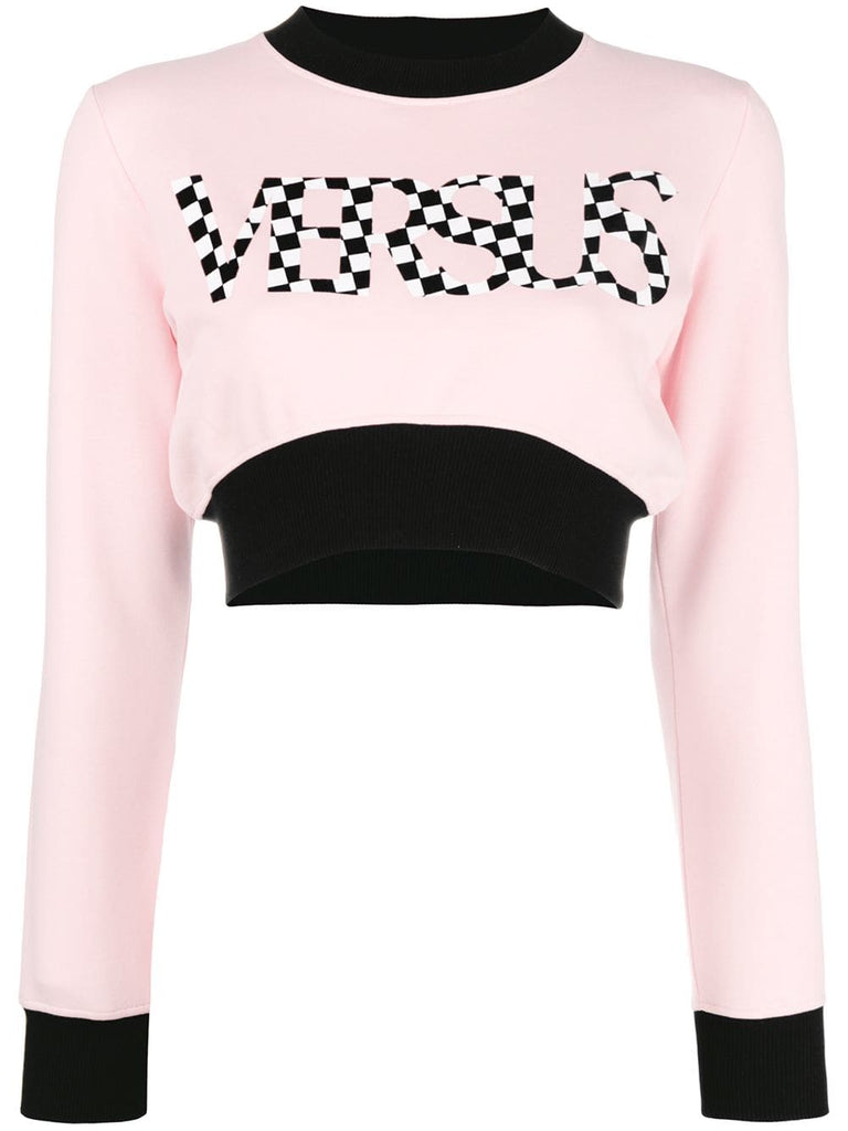 checker logo cropped sweatshirt