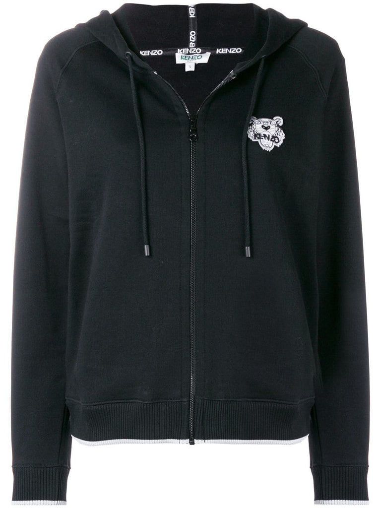 zip front logo hoodie