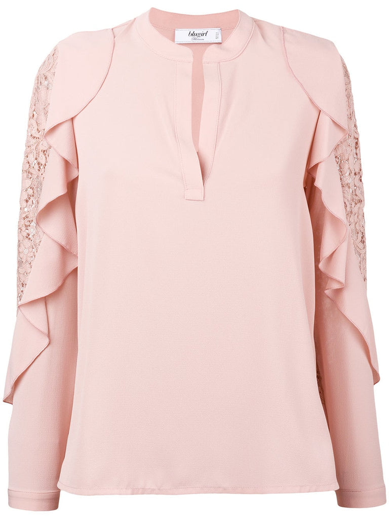 ruffle lace trim blouse