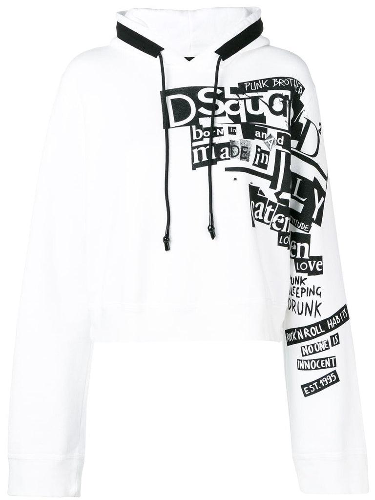 logo print cropped hoodie