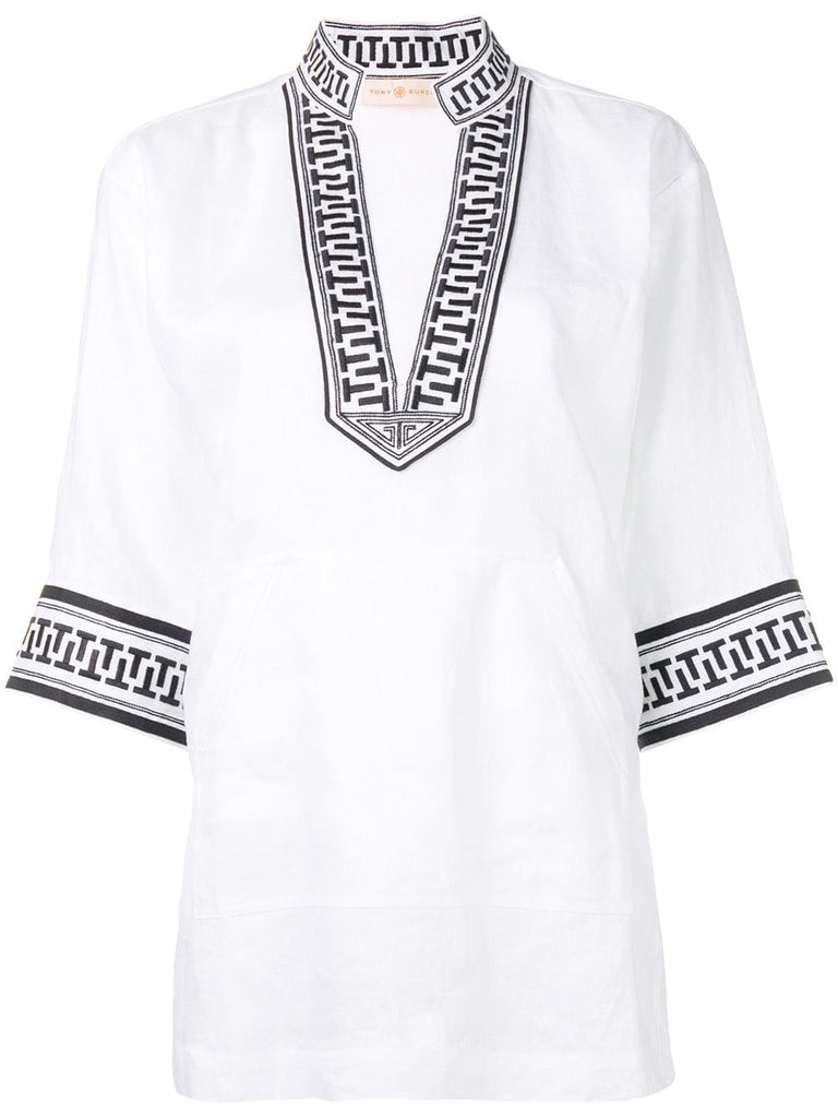 embroidered trim tunic top