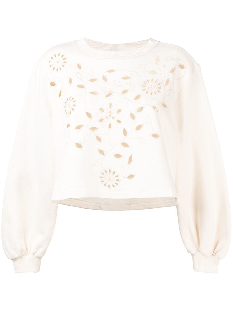 laser cut floral sweatshirt